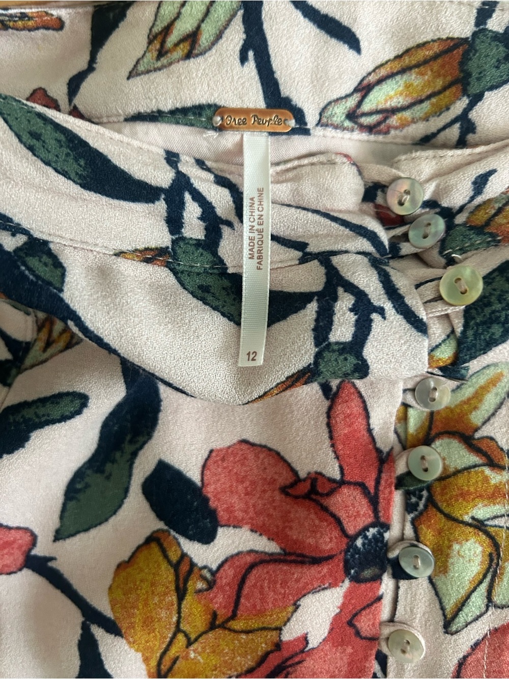 FREE PEOPLE Pink Floral A-Line Maxi Skirt Size 12 - Picture 8 of 9